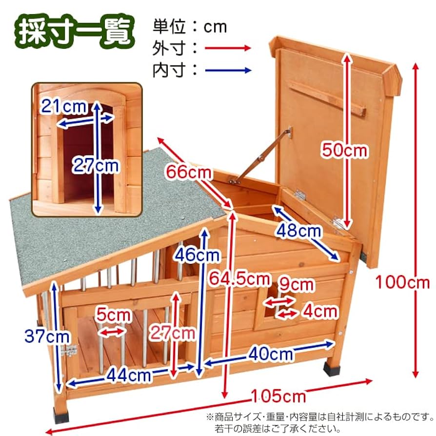 Amazon | 木製犬小屋【片側開閉式屋根】DGH9024S | SIS | ドッグ